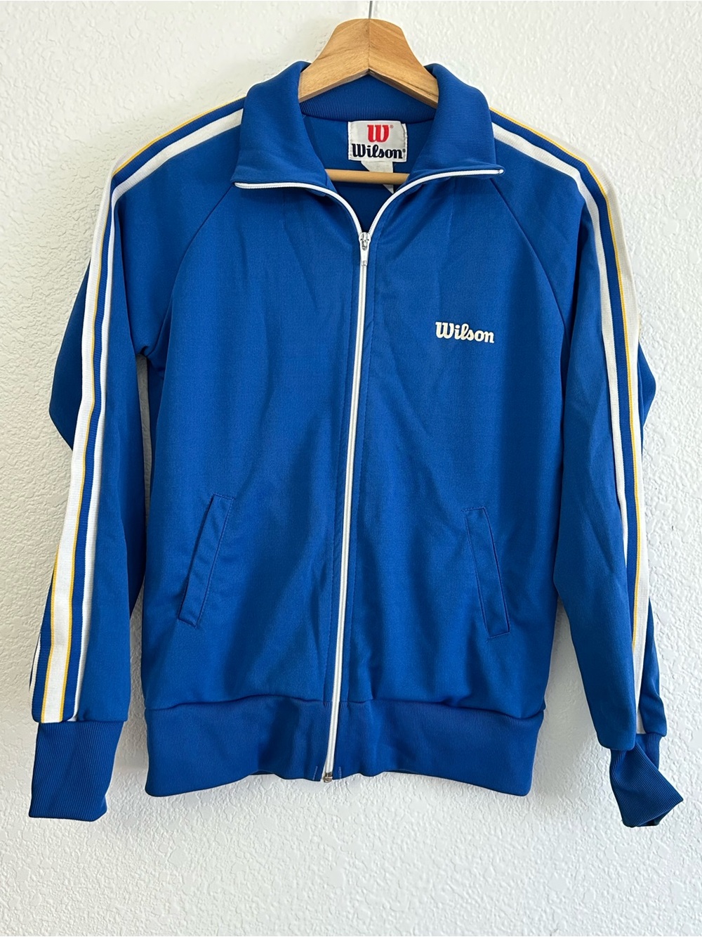VINTAGE WILSON Youth XL(18-20) Royal Blue Full Zip Track Jacket STAND UP COLLAR